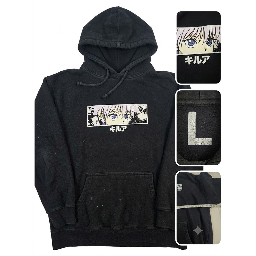 Hunter x Hunter Killua Anime Hoodie Black Mens Large Independent Graphic